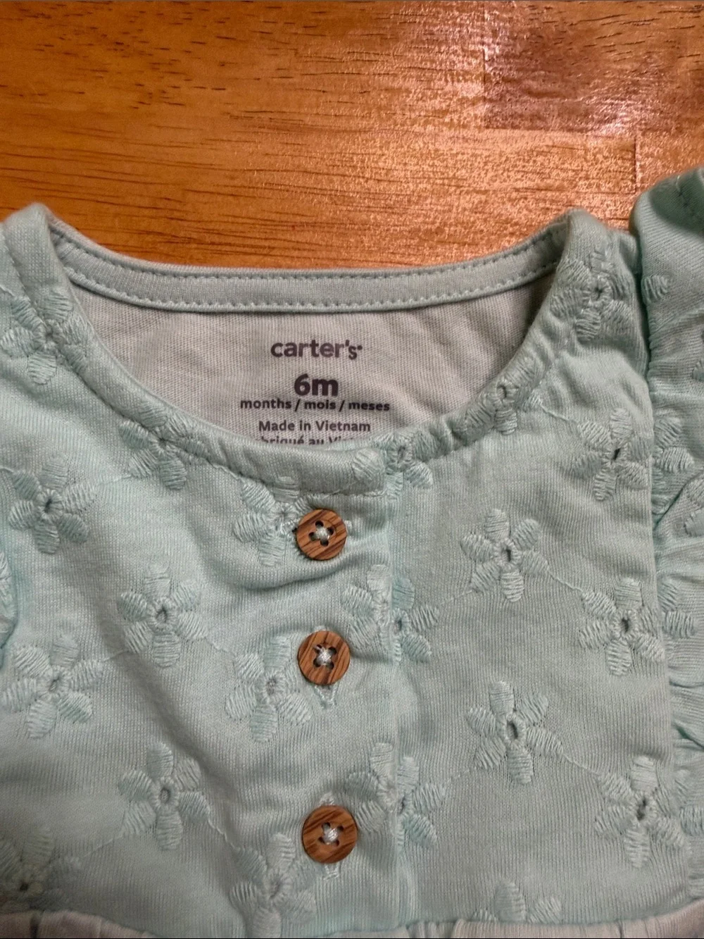 Carter's Mint Green Flutter Sleeve Baby Romper